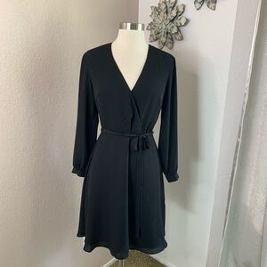 Banana Republic Long Sleeve Black Dress, V-neck